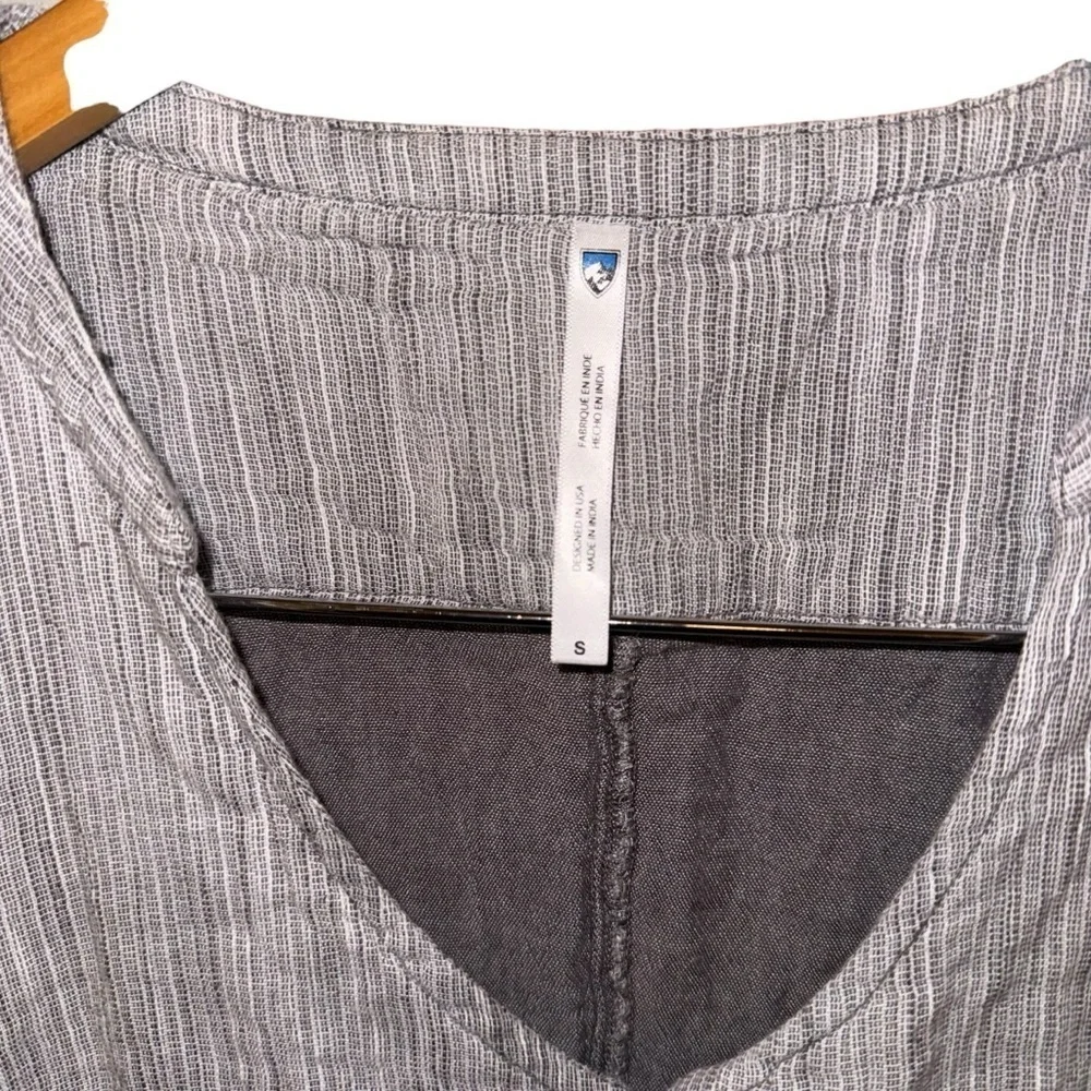 KUHL Riviera Gauzy Linen Blend Button Front Tunic Dress Gray Gorpcore hiking - Picture 3 of 6